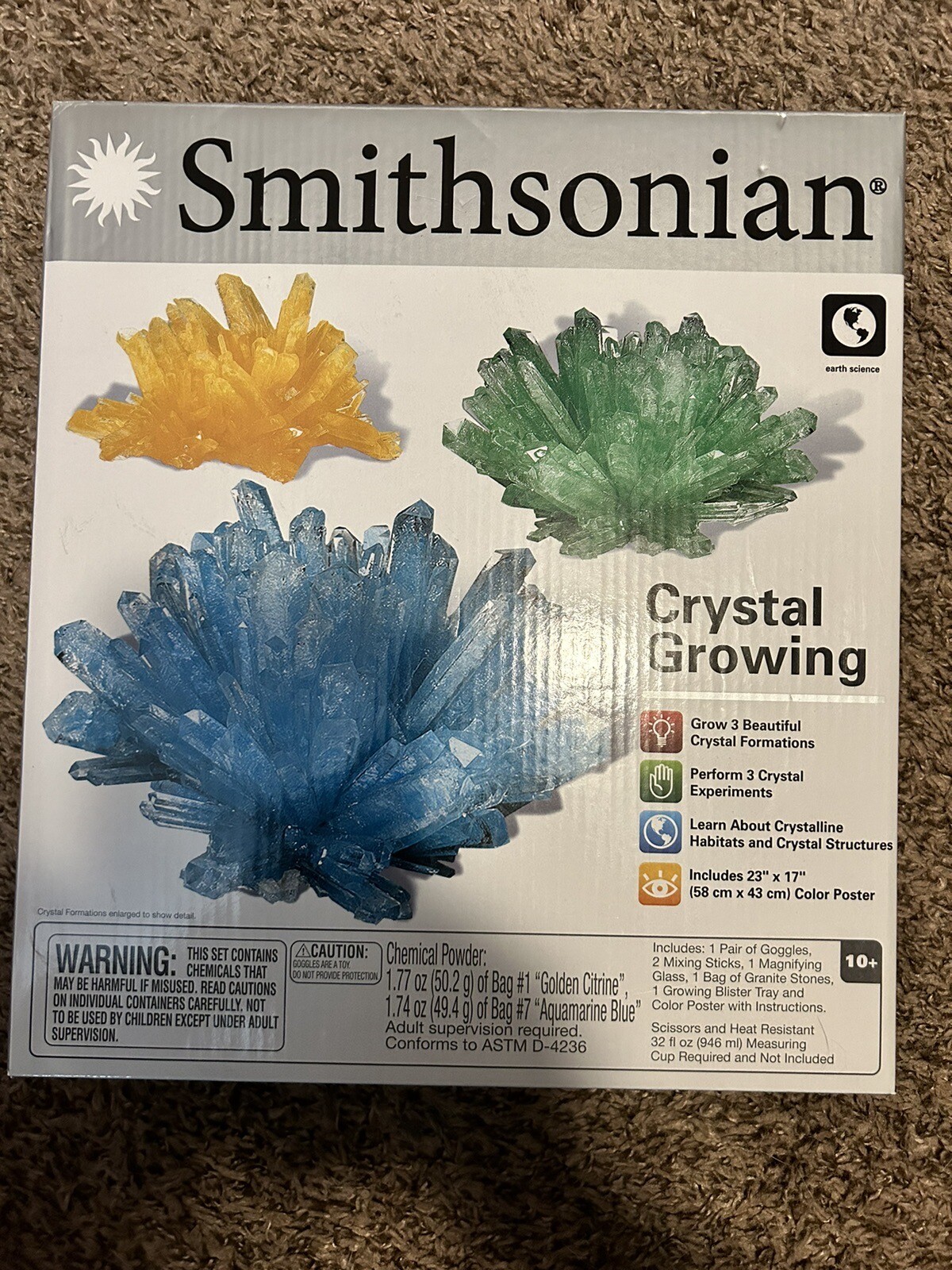 Smithsonian Crystal Growing – Earth Science – New In Box Ages 10 & Up