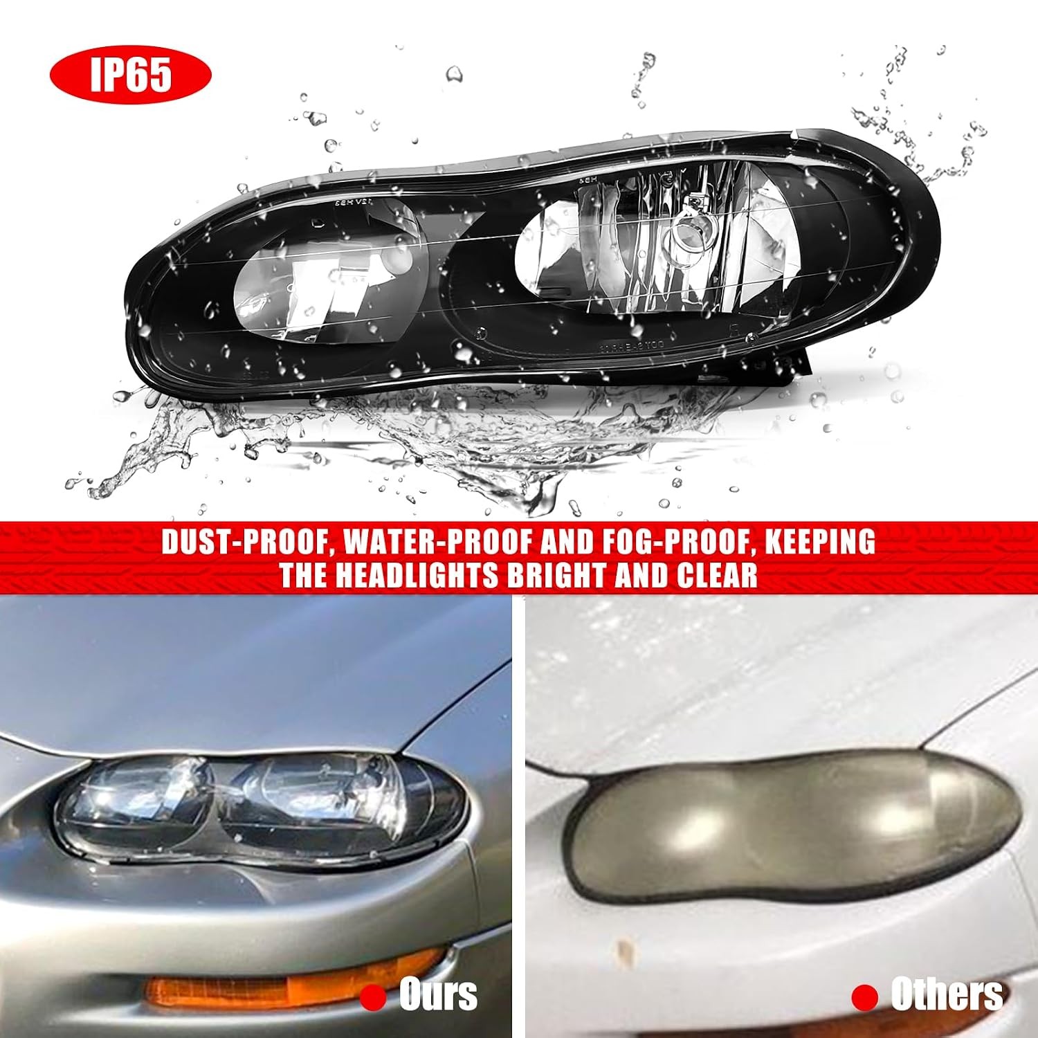 for 1998 1999 2000 2001 2002 Chevy Camaro Headlight Assembly Clear Lens Black Ho