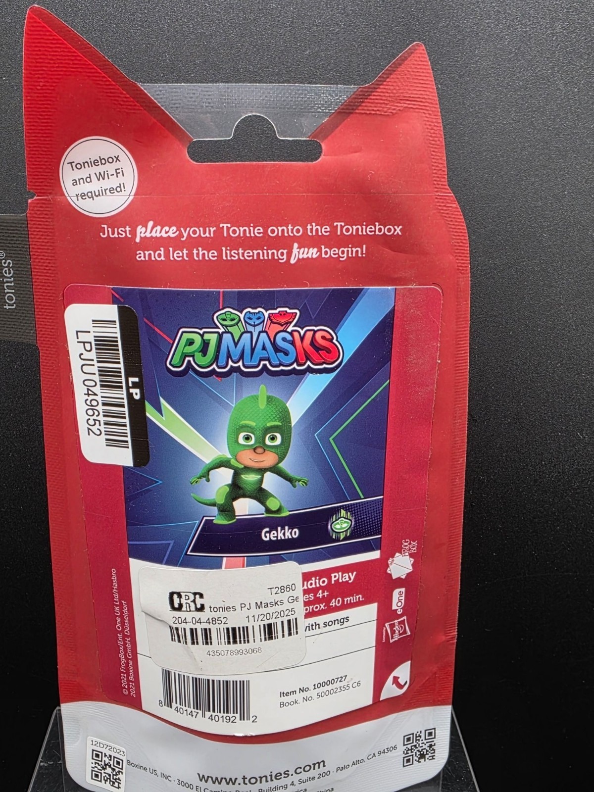 Tonies Audio Play Gekko PJ Masks Figure For Ages 4+ With Songs Approx. 40 Min