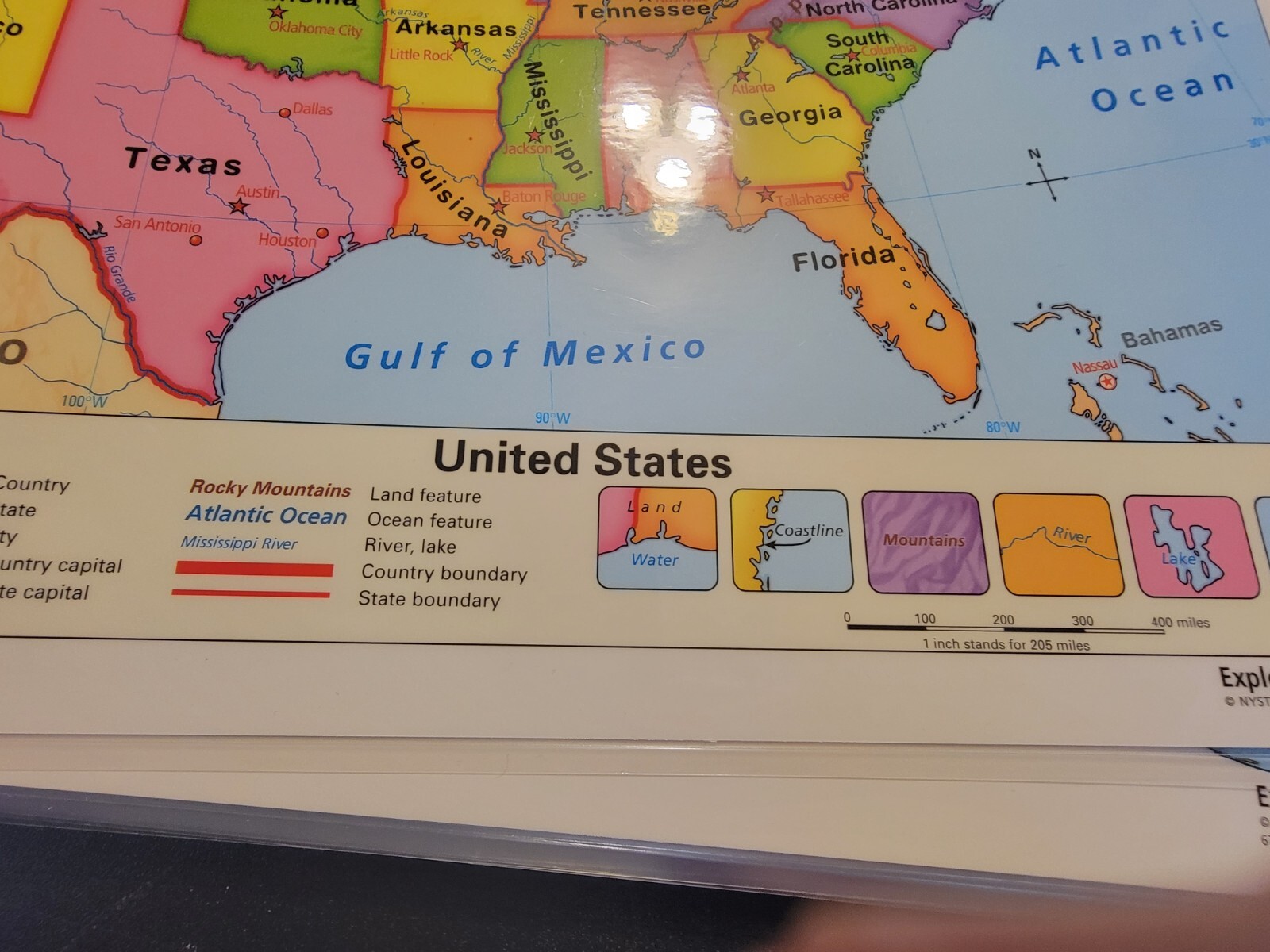 17″X11″ Laminated Double Sided United States 2C & World Map 2D Nystrom Teacher
