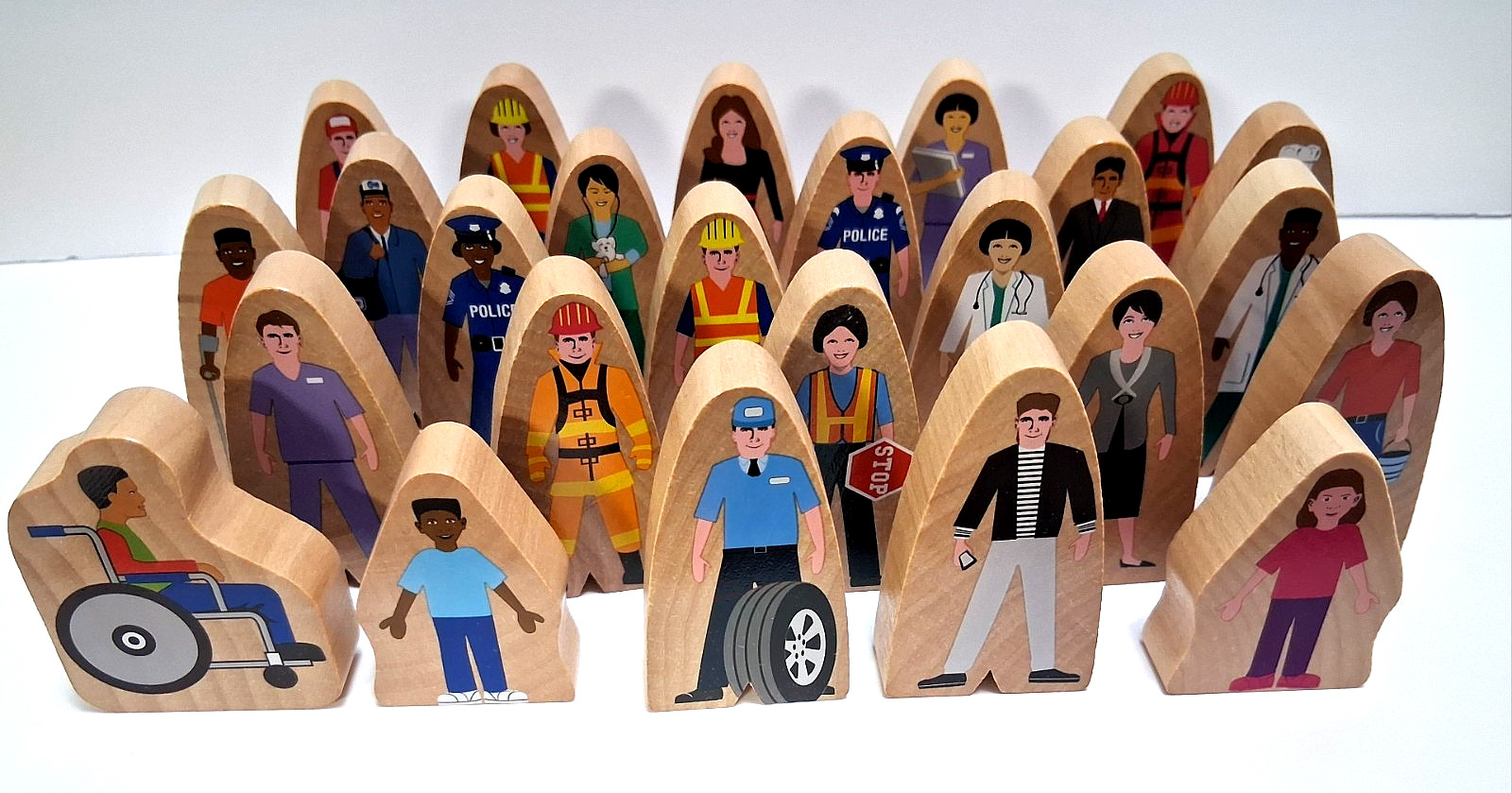 Constructive Playthings Community Helpers 25 Wood Pieces; 2″-2.5″ Tall