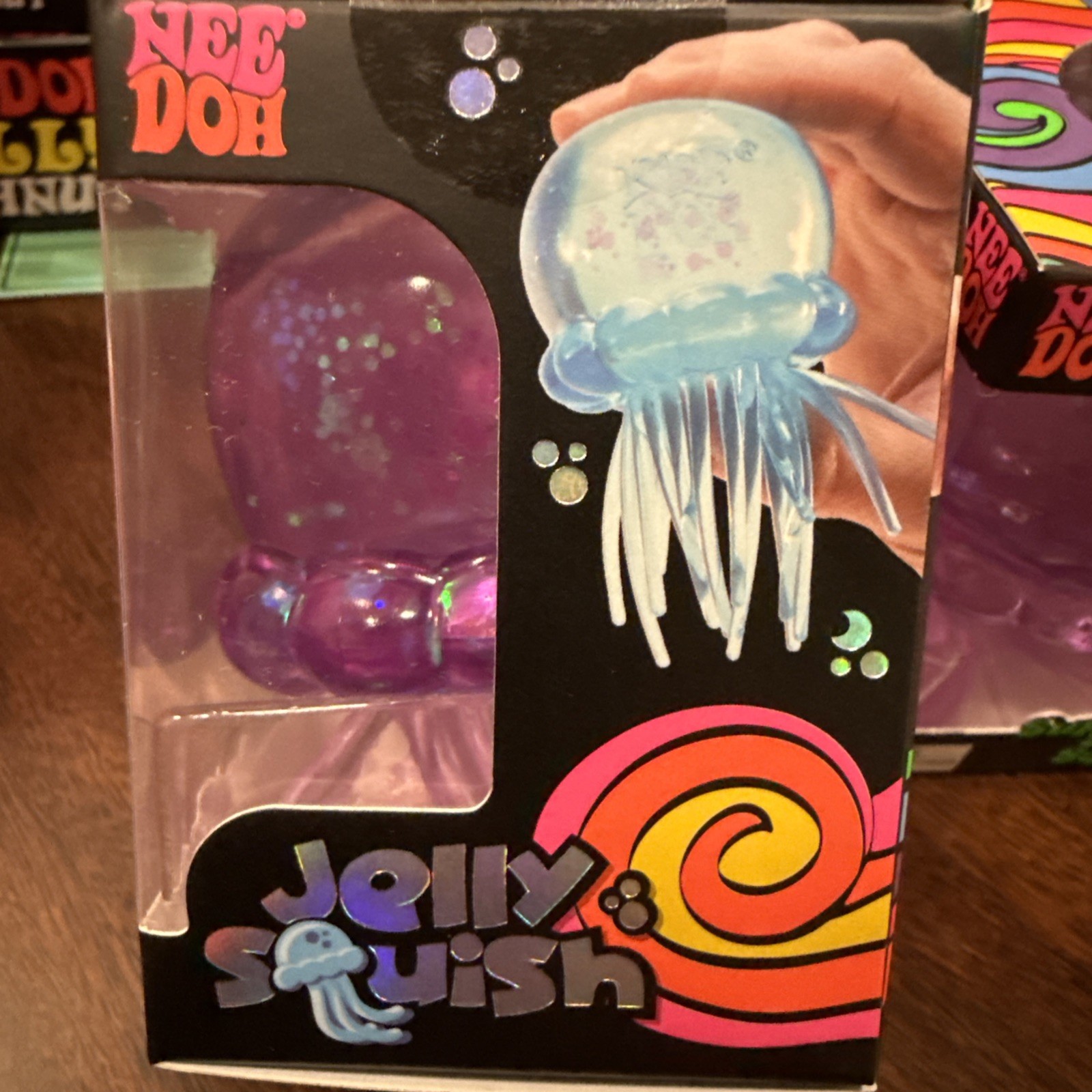 PURPLE NeeDoh JELLY SQUISH Sparkle Jellyfish Stress Toy Squishy Squeeze NEE DOH