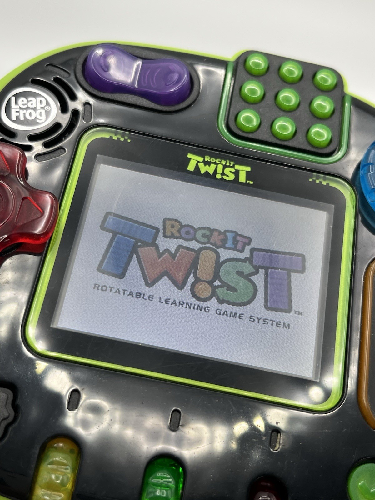 LeapFrog RockIt Twist Handheld Learning Game System Green Tested Works Ages 4-8