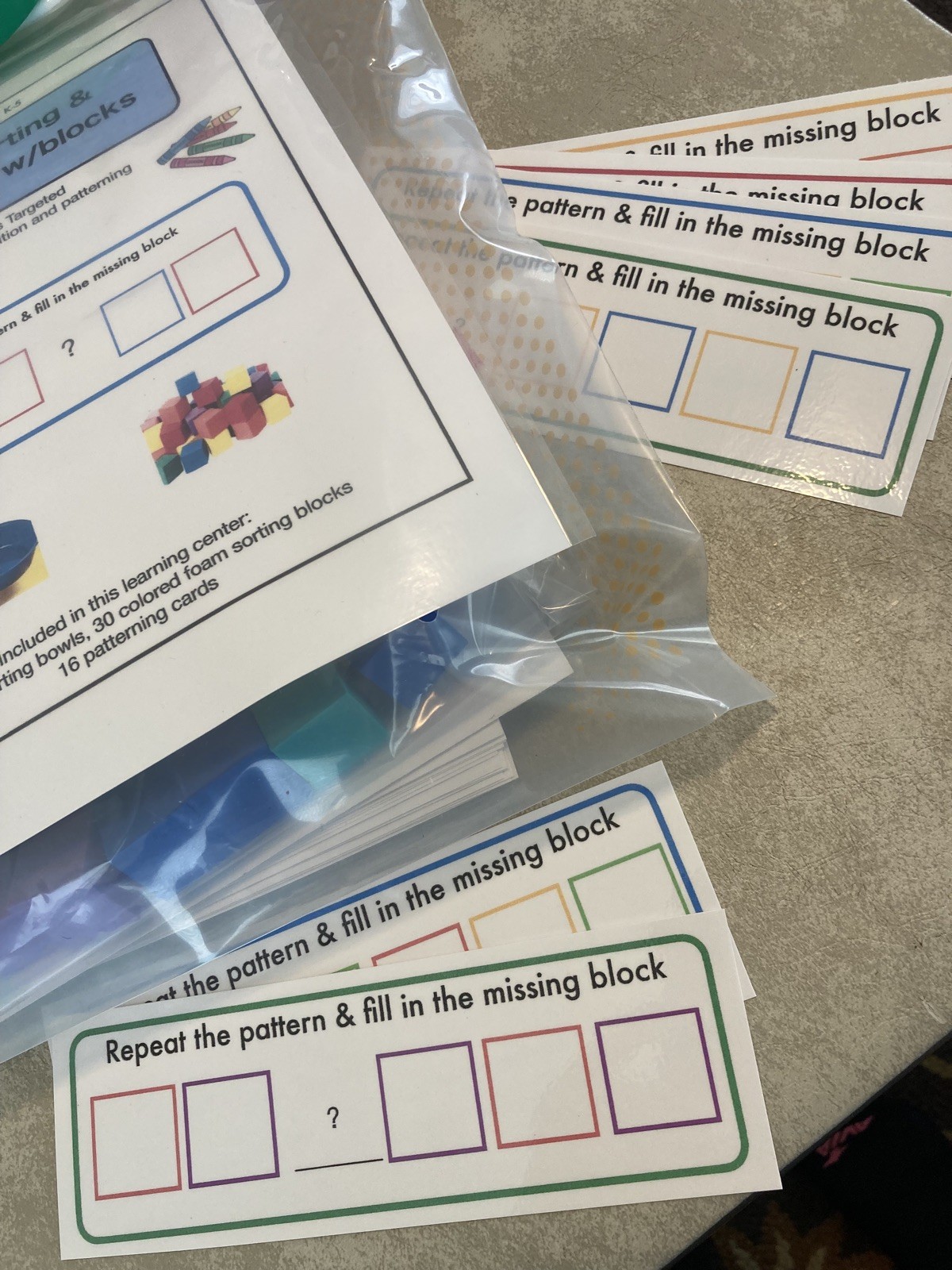 Color Sorting & Shapes Sorting Patterning w/Lakeshore Learning Bag * 2 sets