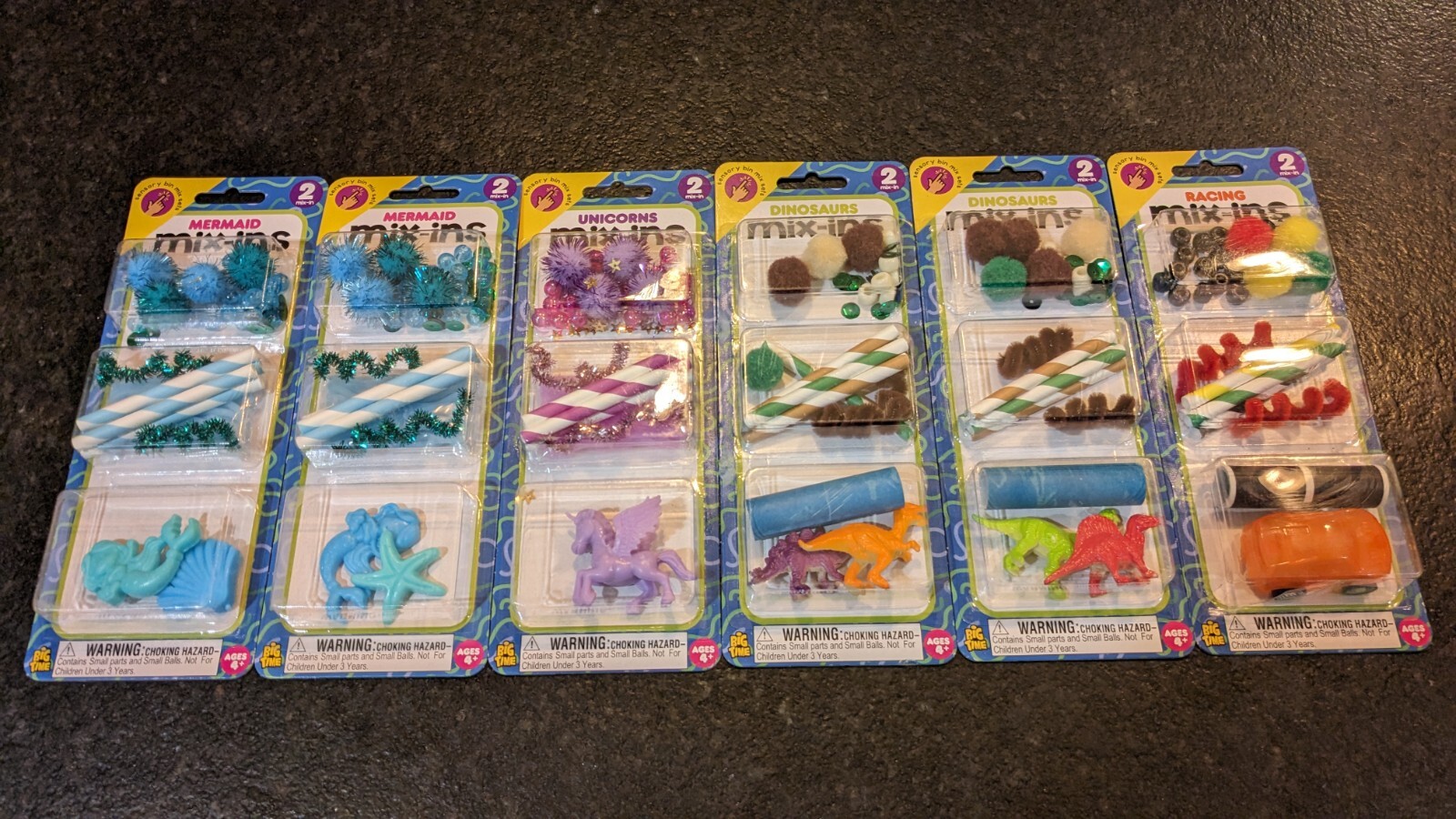 Big Time Mix-Ins Sensory Bin Mix Sets Of 6 Racing Dinosaurs Unicorns Mermaids