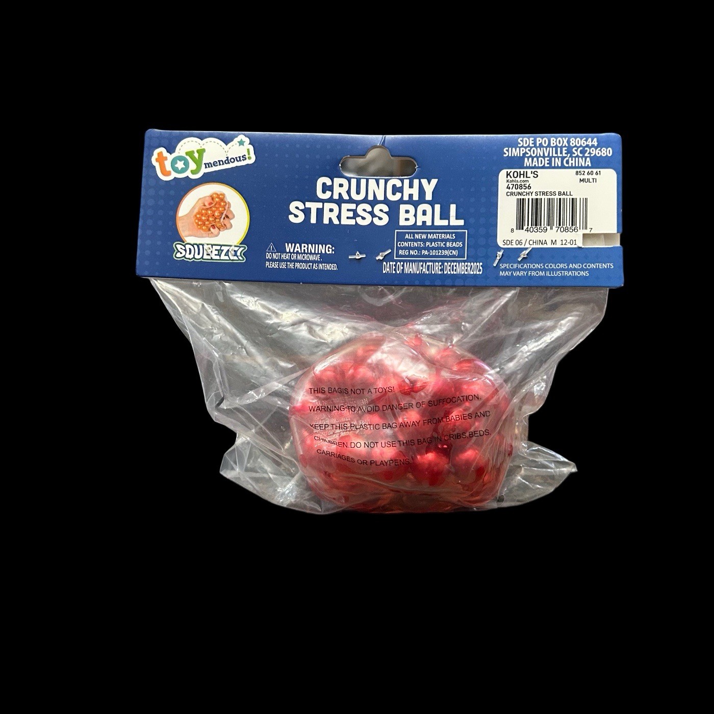 Stress Relief Ball Squeeze Squish Sensory Fidget Toy Tactile Play Red Pearls New