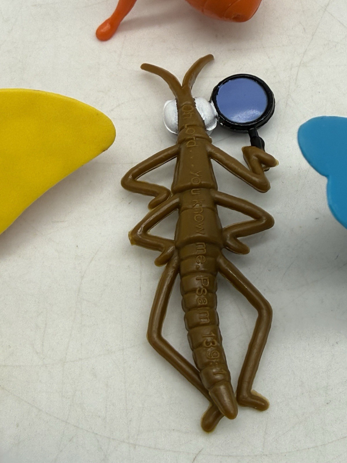 Bible Memory Butterfly Anthropomorphic Toy Insects Plastic Rubber Toy Bug VTG x5