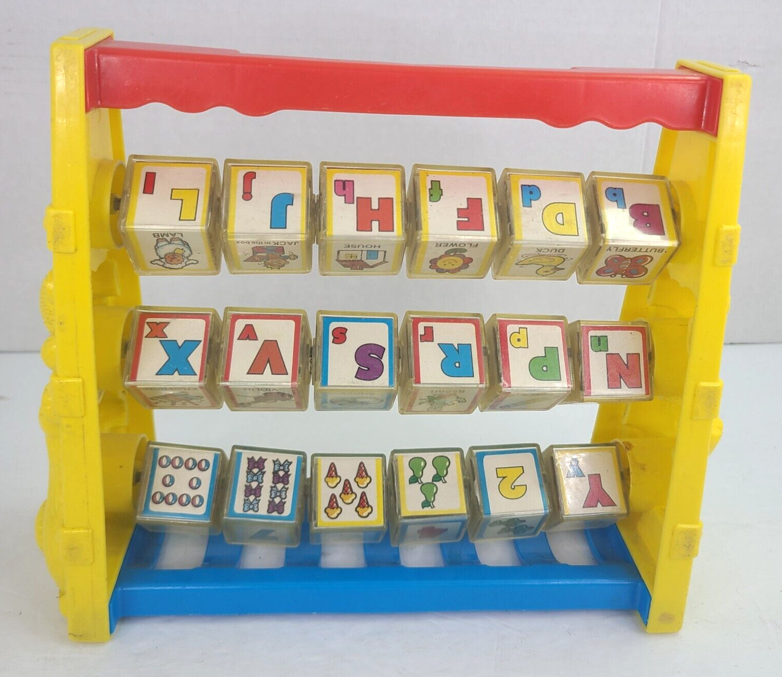 Vintage 1987 Spin ‘N Learn Blocks Letters and Numbers Blocks Toy 1987 Shelcore