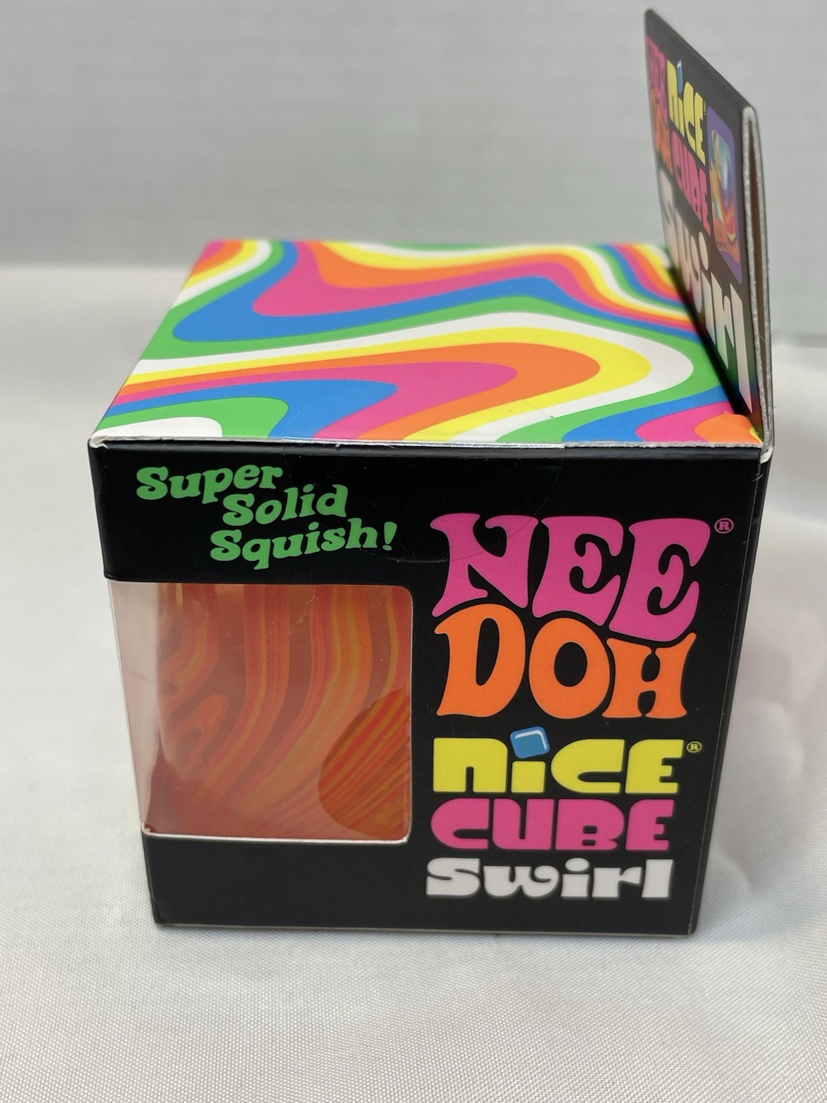 Nee Doh Nice Cube Swirl Super Solid Squish Orange Unopened New In Box