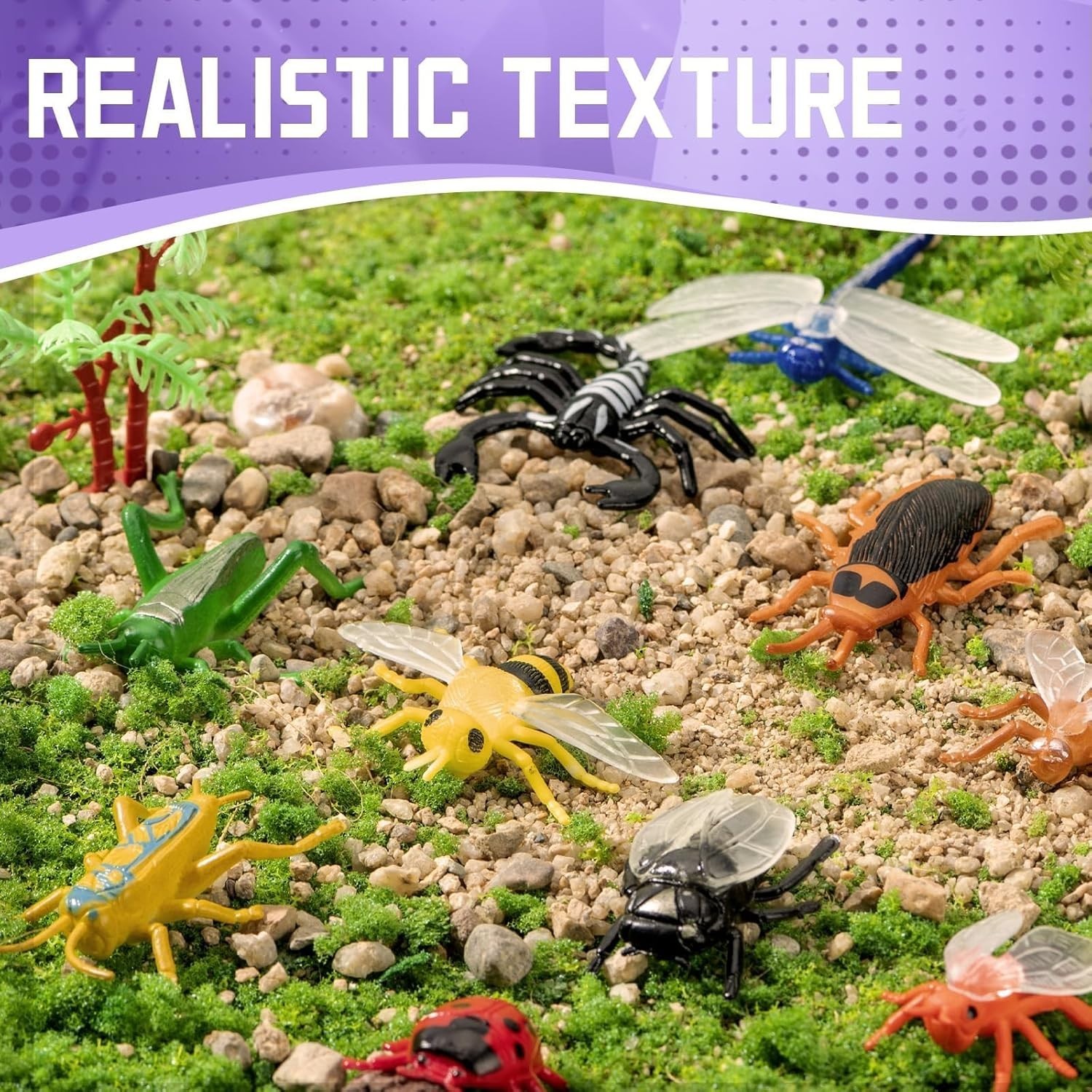 60 Piece Mini Insect Toys with Gift Box, Plastic Bug Figure for Kids, Fake Bug