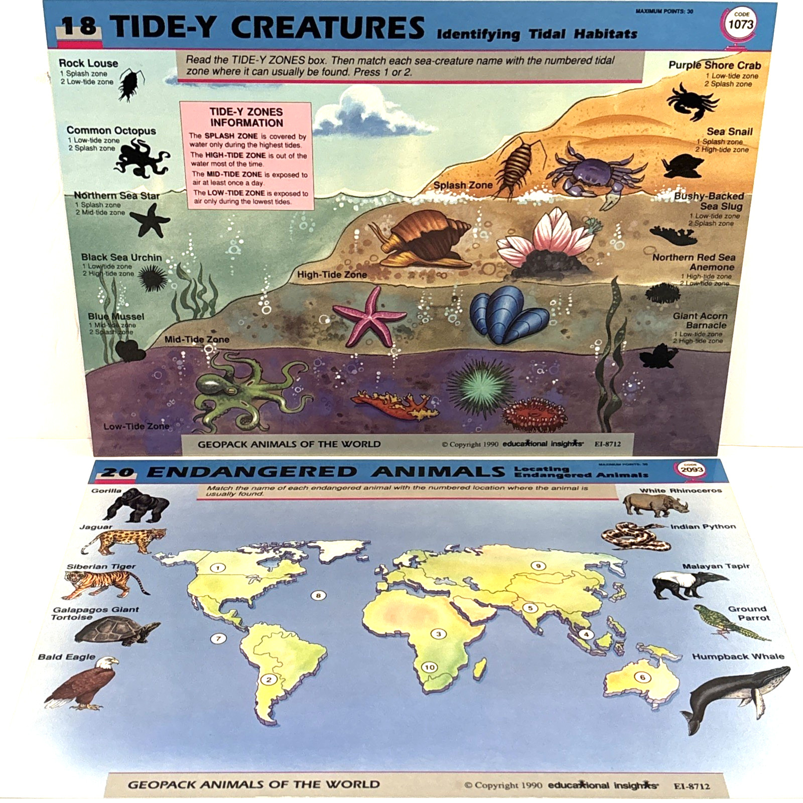Vintage GeoSafari Animals of the World Learning Game Homeschool Complete Cards