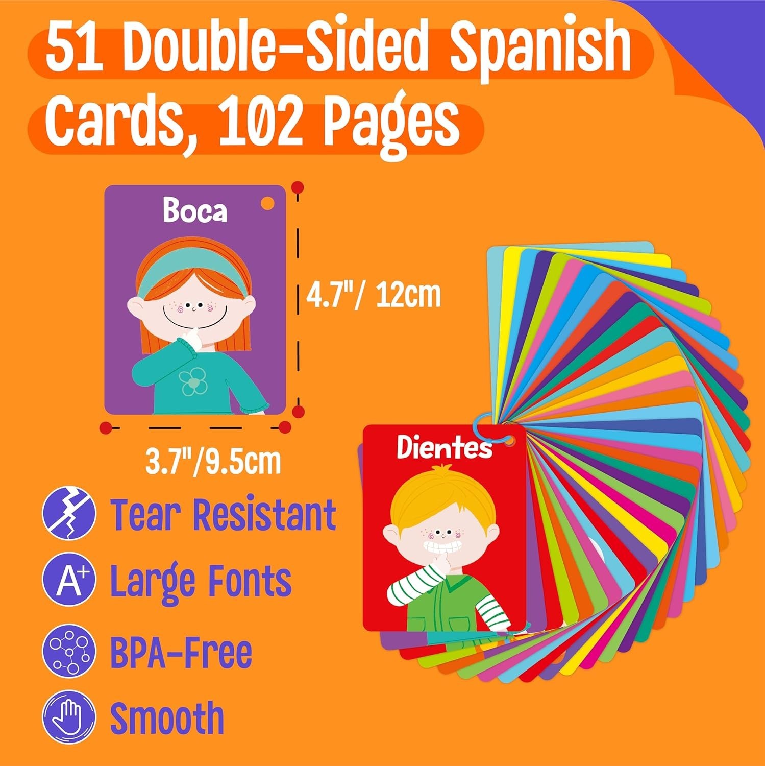 Engaging 51 PCS Spanish Cognitive Flashcards for Early Language Development