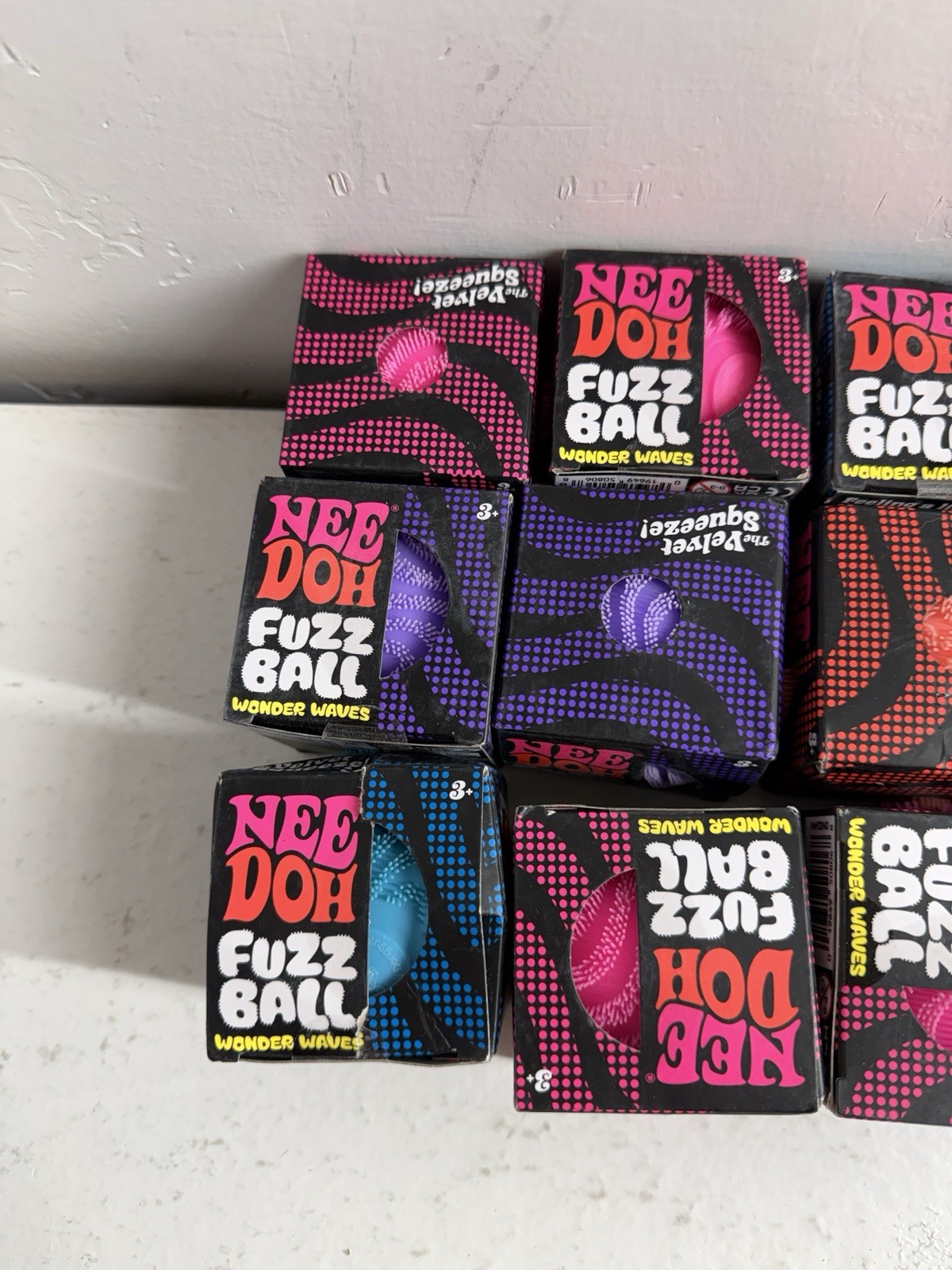 Lot of 12 Needoh FUZZ BALL Wonder Waves Squish Stress Ball Fuzzball Authentic