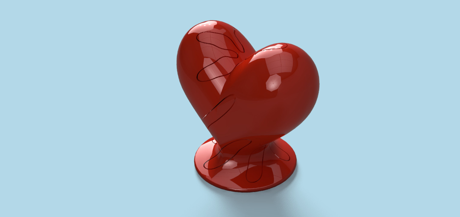 Fidget Toy Red vortex heart 3D Printed for Valentines Day 2.61 H x 2.5 inches W.