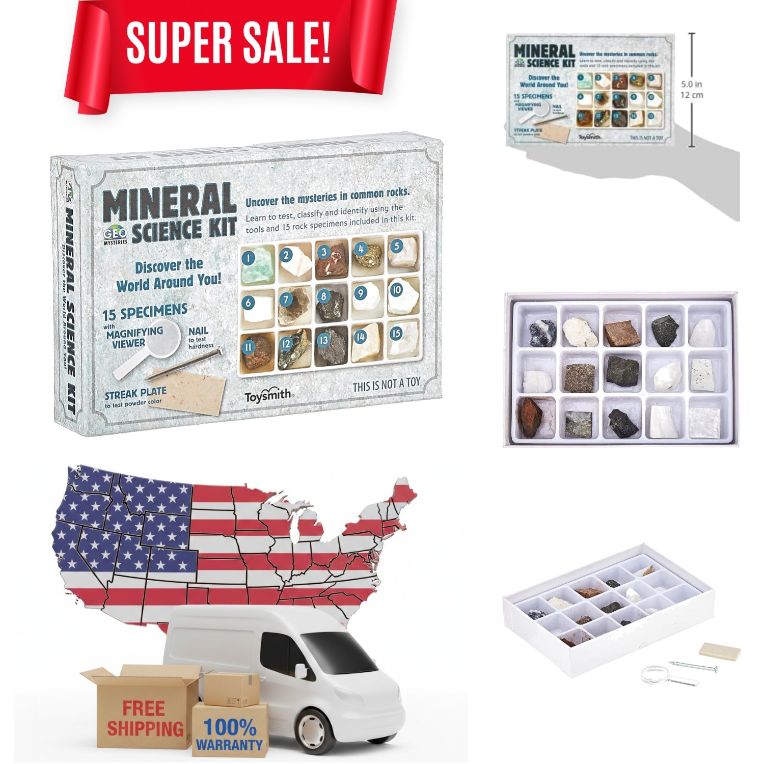 STEM Mineral Science Kit for Kids – Unlock Geology Secrets with 15 Specimens