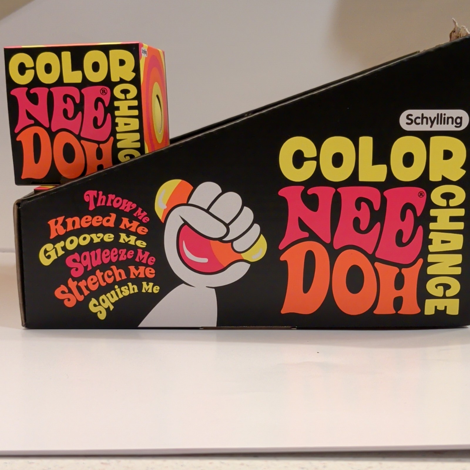 Schylling Color Change NeeDoh Tactile Squeeze Toy, Multicolor Yellow/Pink