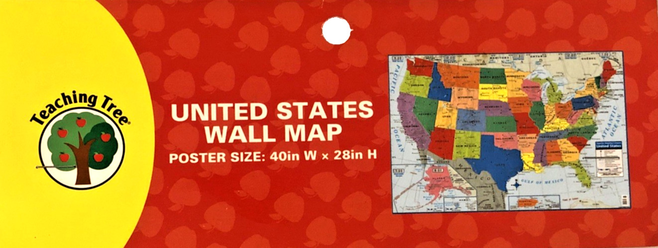 Teaching Tree United States Wall Map Poster With Gulf of Mexico 40×28 New Sealed
