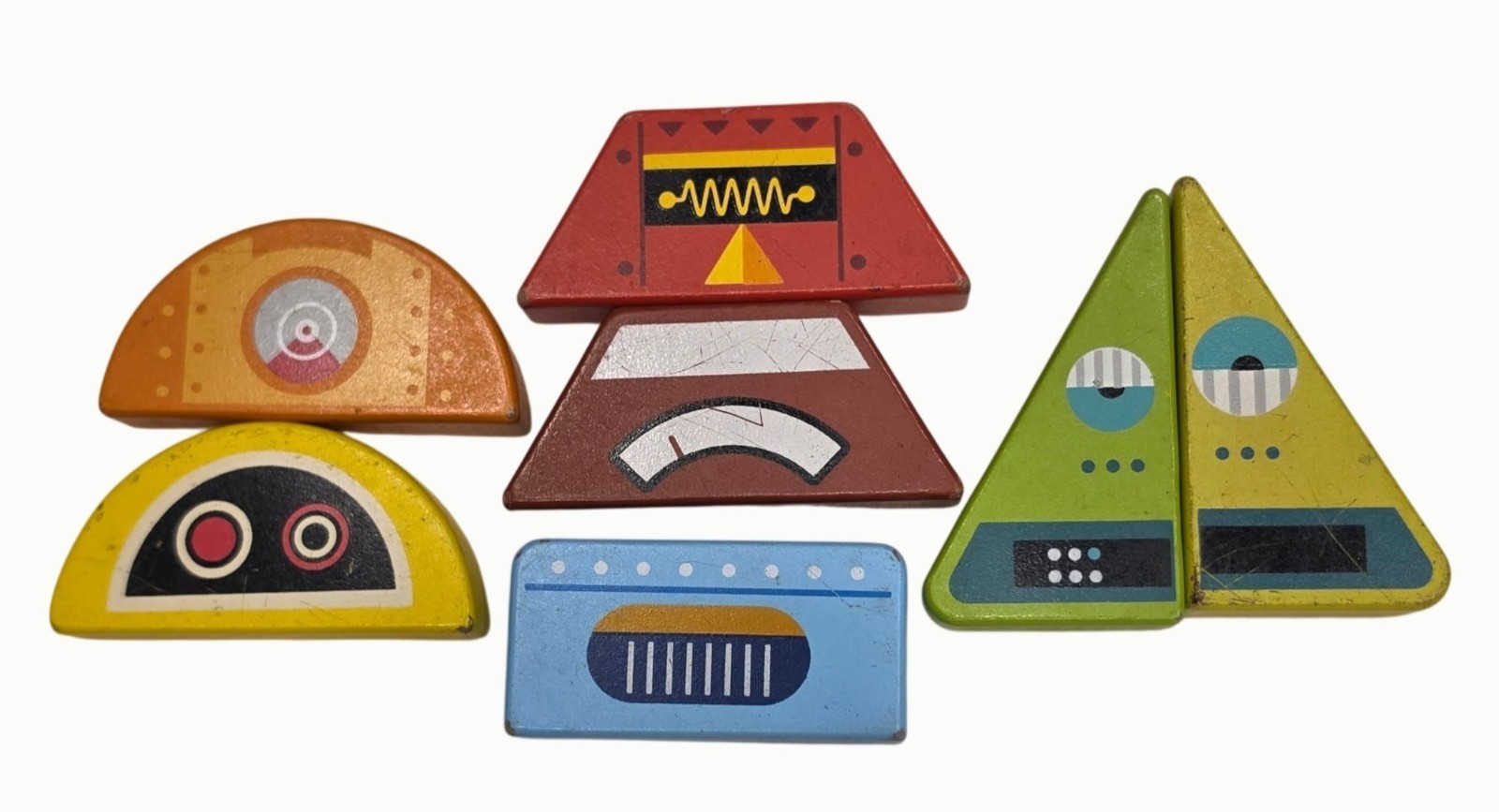 Lakeshore Learning Snap-Bots Replacement Wooden Robot Blocks Lot of 7