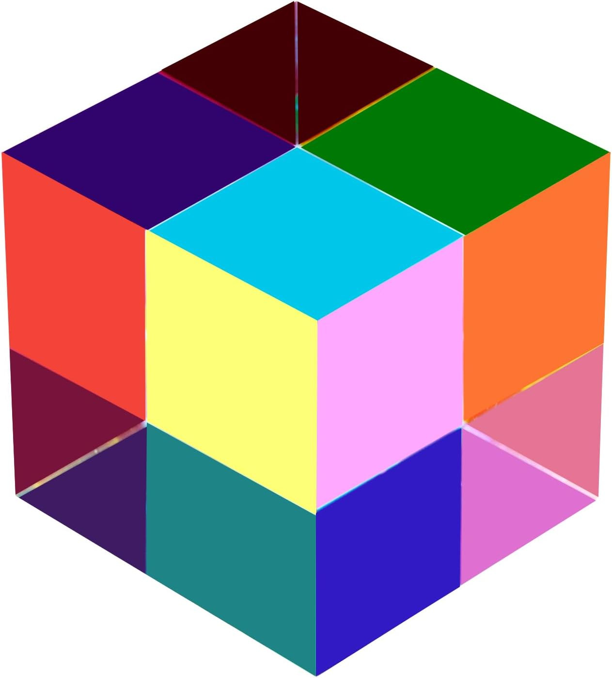 CMY Color Cube, 2.75 Inch (70Mm) Mixing CMYK Cube, Colorful Magic Acrylic Prism