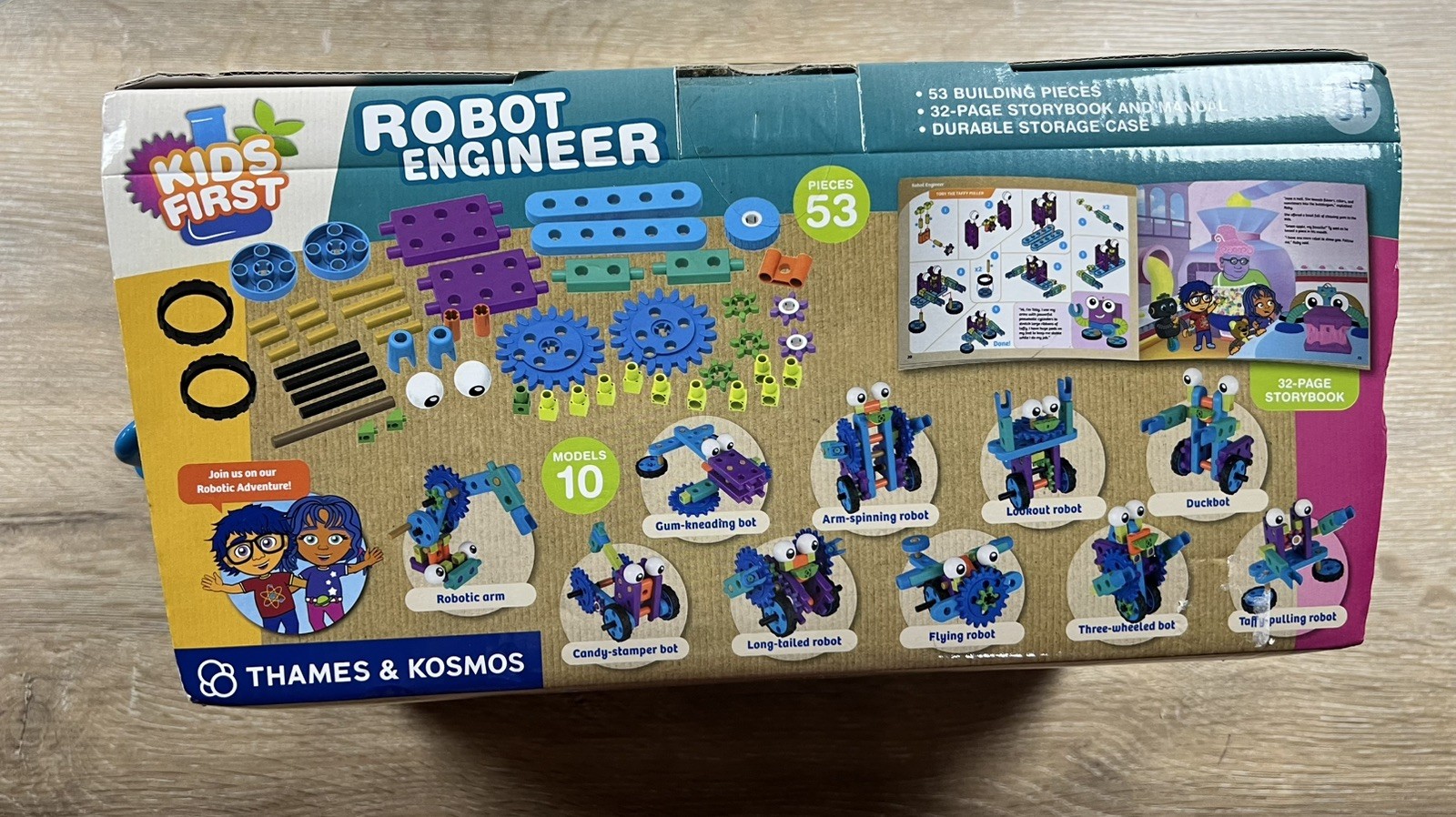 Thames & Kosmos 567009 Kids First Robot Engineer Kit and Storybook 53PCs New