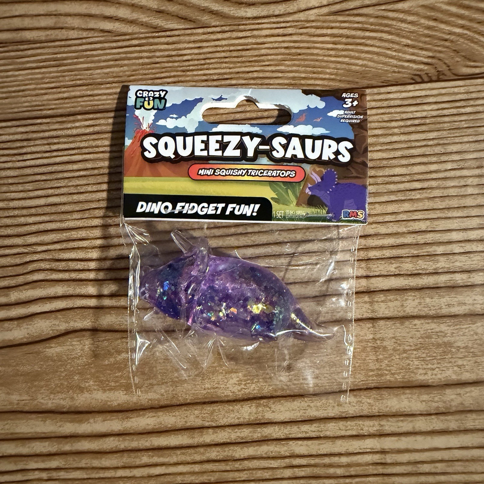 NEW! Lot of 3 RMS Squeezy-Saurs Dino Fidget Sugar Sensory Toys Assorted Colors