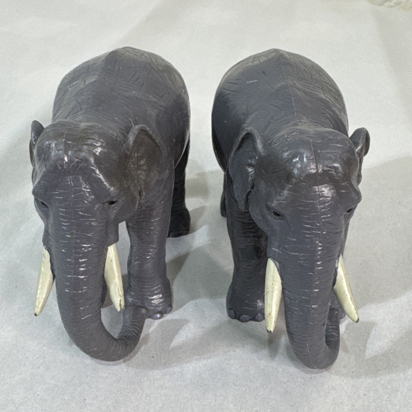 Terra by Battat Gray African Elephants Lot of 2 Lightly Used Hard Plastic Toy