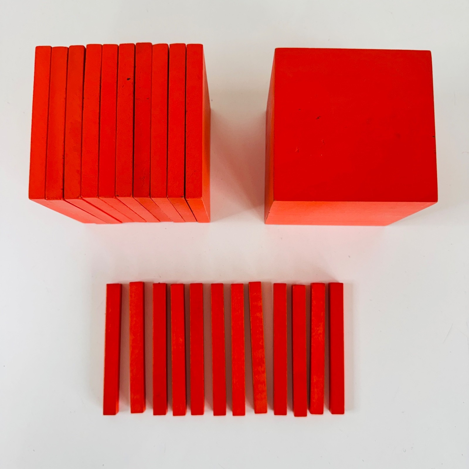 Wooden Math Manipulatives Blocks Set Rods Cubes Flats Homeschool 370+ Pieces