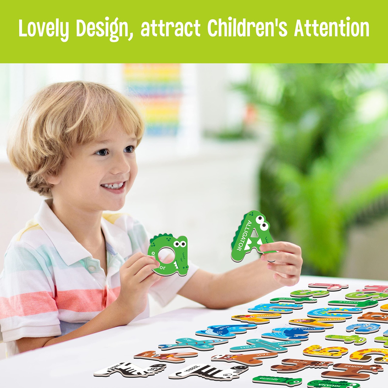 52 Magnetic Alphabet, 26 Uppercase & 26 Medium to Large, Multi Color