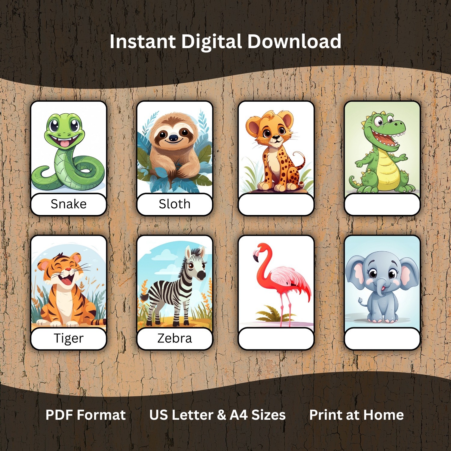 Printable Animal Flash Cards for Kids – Preschool Learning Cards