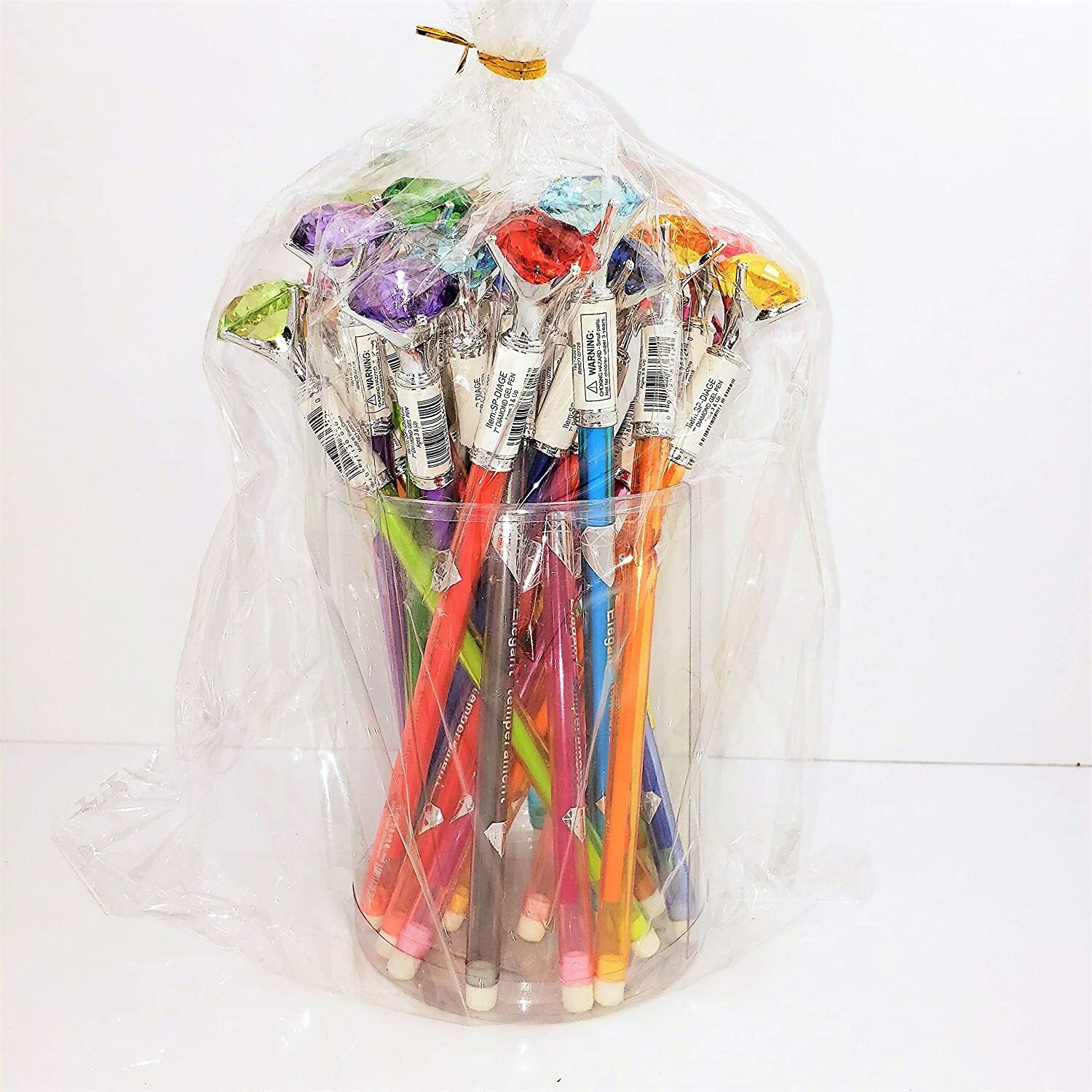 Diamond Shaped Ink Gel Pen (24 Pack) 7″. Multi Color Inks