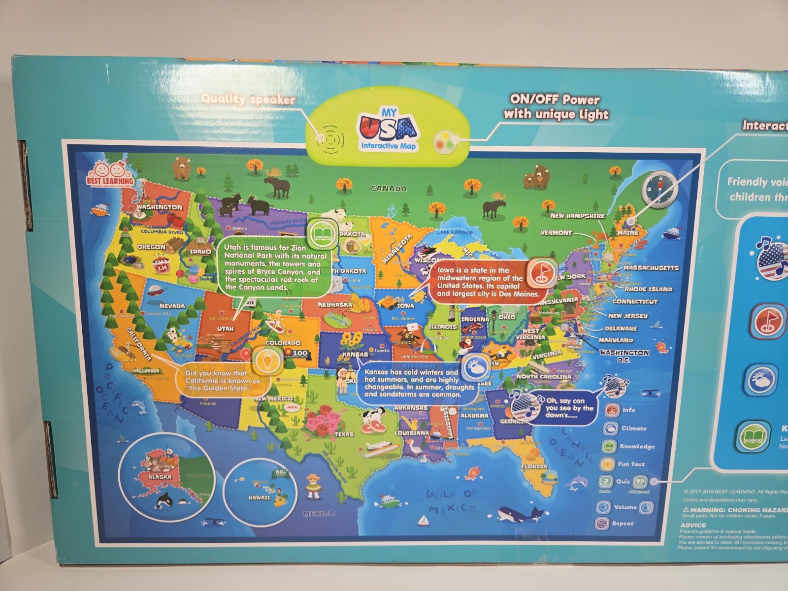 BEST LEARNING i-Poster My USA Interactive Map Educational Talking Toy Kids New