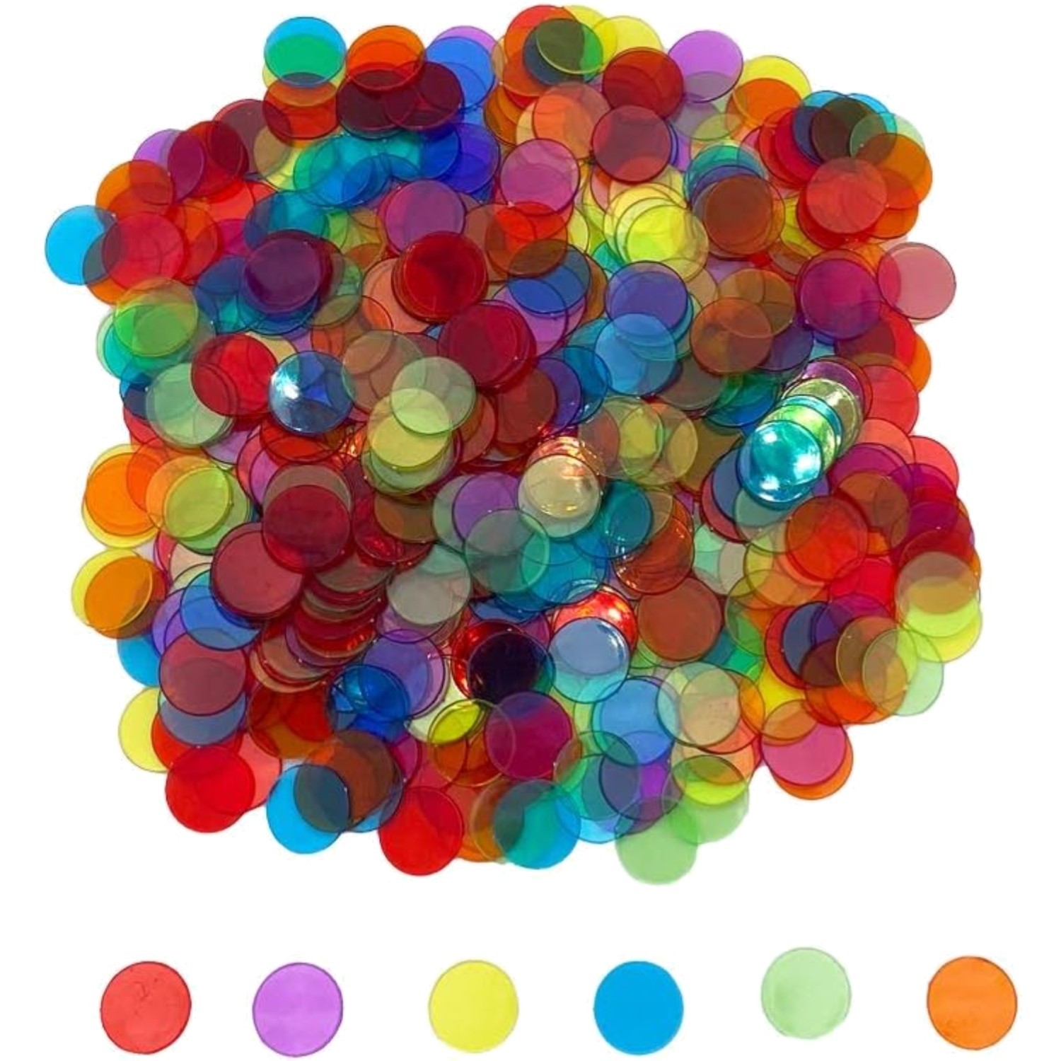 Bingo Counting Chips 3/4 Inch 6 Colors 500 Pack with Storage Bag