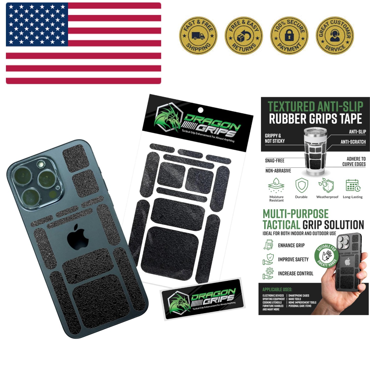 13 Pcs Rectangular Rubber Grip Tape, Rubberized Grip Stickers for Phone Case,…