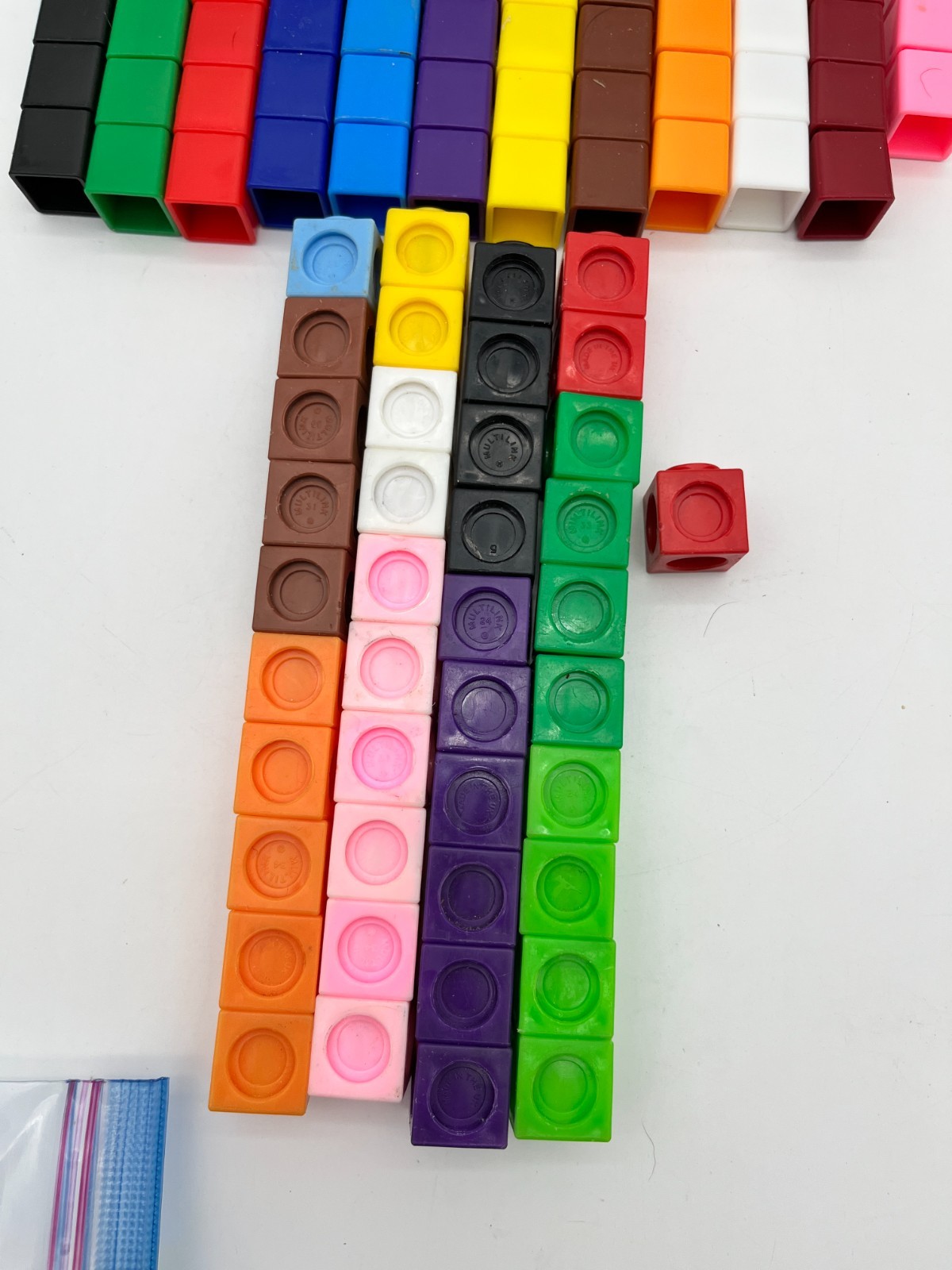 154 Pc Interlocking Math Cubes Lot Multi Color Linking Counting Blocks