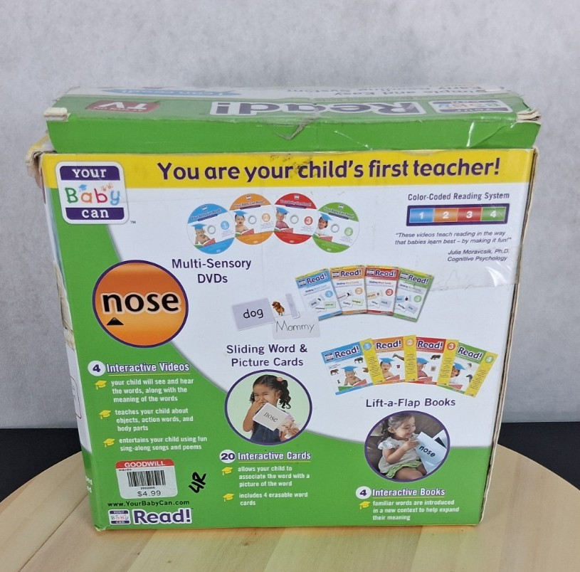 Your Baby Can Read Complete 4 DVD set, 4 Books, 3 Whiteboards, Custom Flashcards