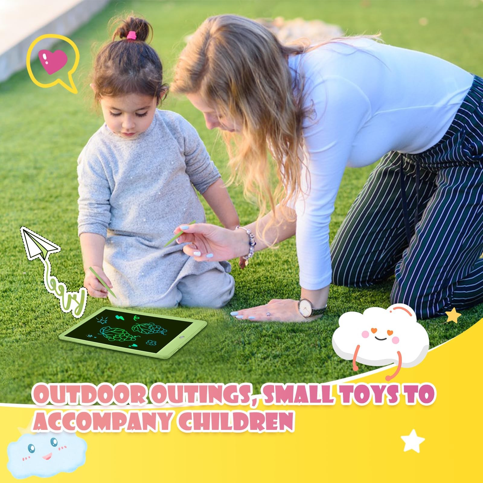EooCoo LCD Writing Tablet for Kids, Valentine Gifts 10 Inch Green