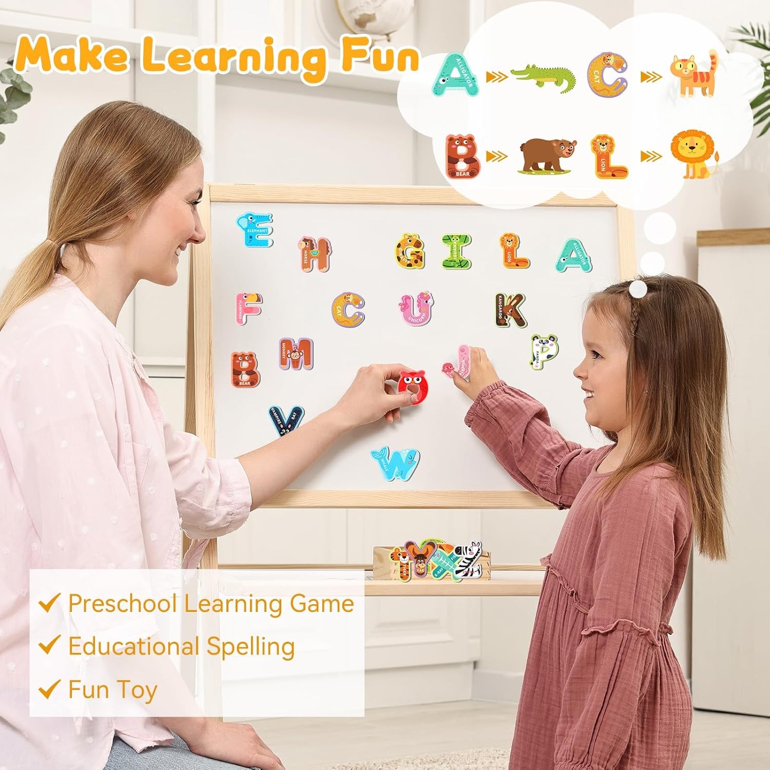 78PCS Large Magnetic Animal Alphabet Letters Educational Toy for Age 3+ Kids