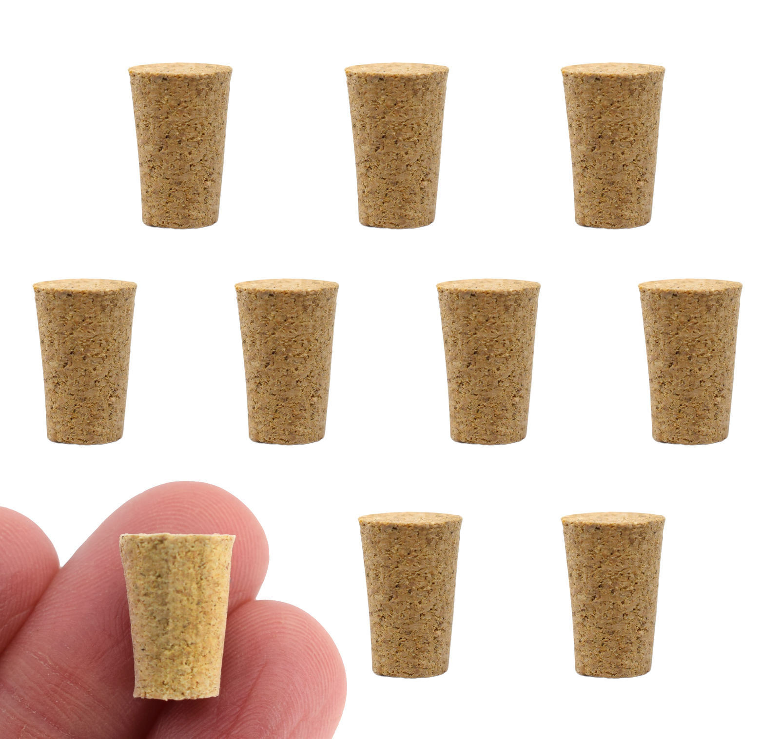10PK Cork Stoppers, Size #0 – Tapered Shape – Eisco Labs