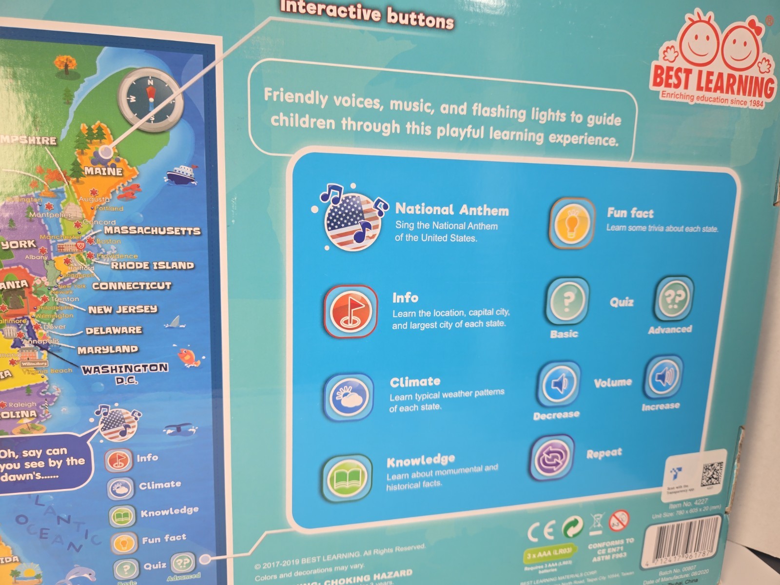 BEST LEARNING i-Poster My USA Interactive Map Educational Talking Toy Kids New