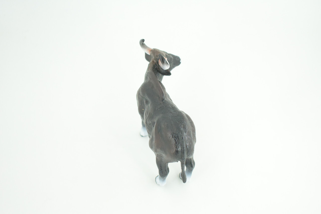 Gaur Bull Toy, Black, Realistic Hand Painted Rubber Cow, 6 Inches CH937 BB206