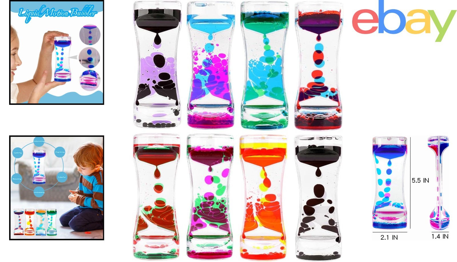 8 Pack Liquid Motion Bubblers for Stress Relief and Visual Stimulation Toys