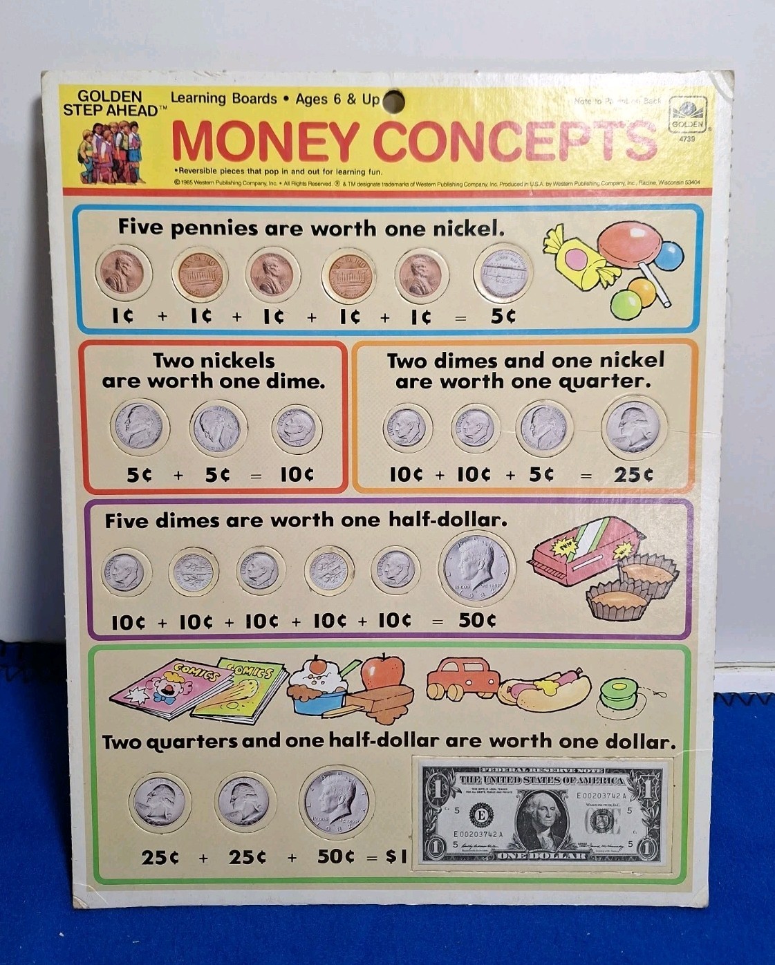 1985 Collectors Vintage Golden Step Ahead learning Puzzle Fun with Money 4739-1