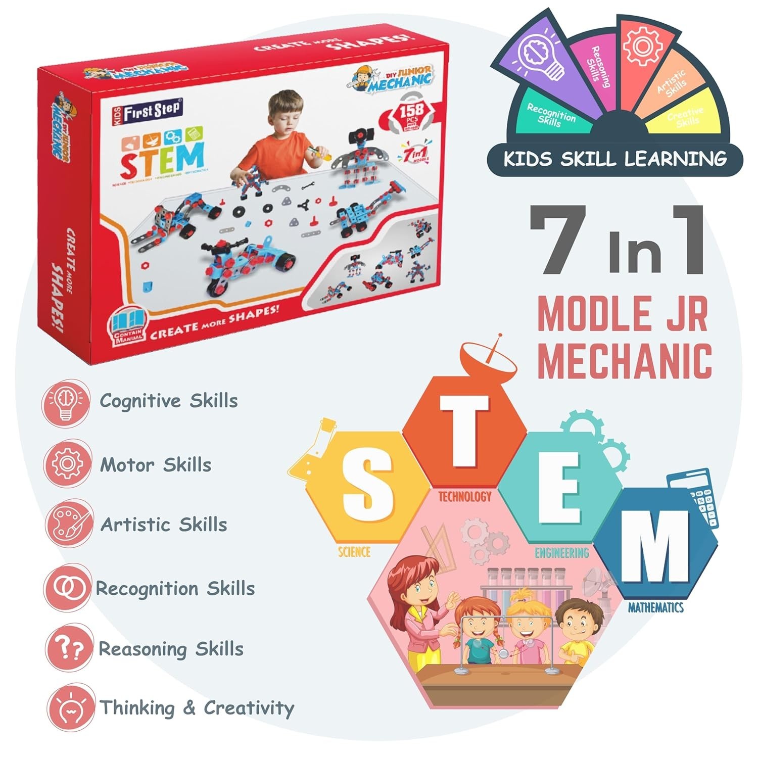 Mechanics 7 in 1 DIY Engineering Robot Set for 6 to 12 Years |