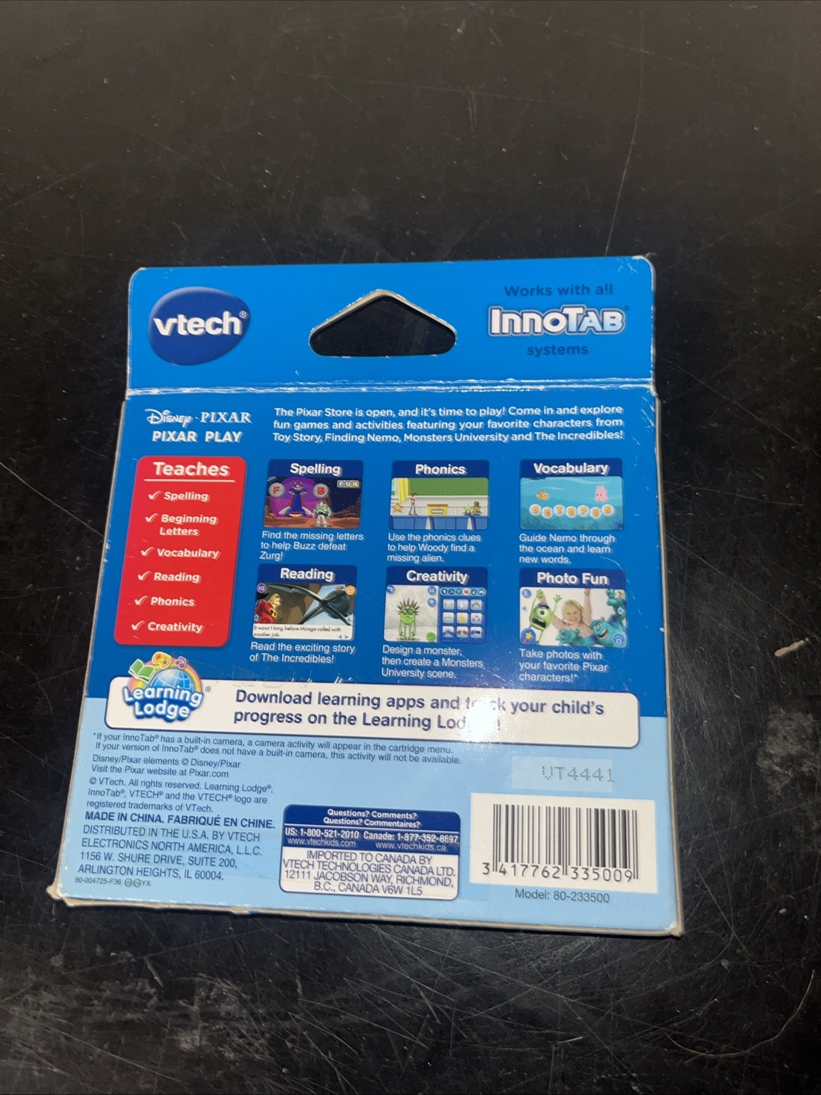 VTech InnoTab PIXAR PLAY Language Arts Game For Ages 4-7yrs Pre-K-1st NEW