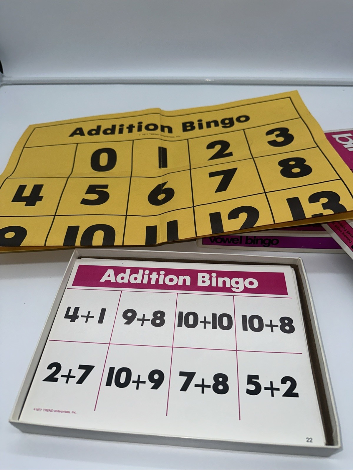 Vowel, Addition, Subtraction Bingo School Card Learning Games (Set of 3) Trend