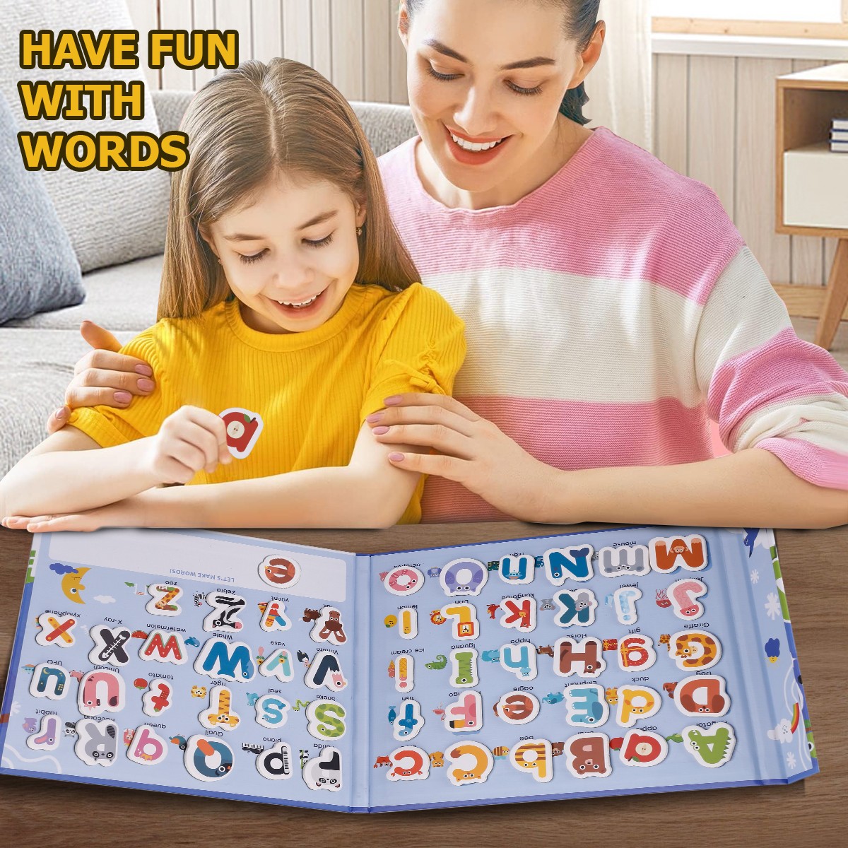 78PCS Large Magnetic Animal Alphabet Letters Educational Toy for Age 3+ Kids