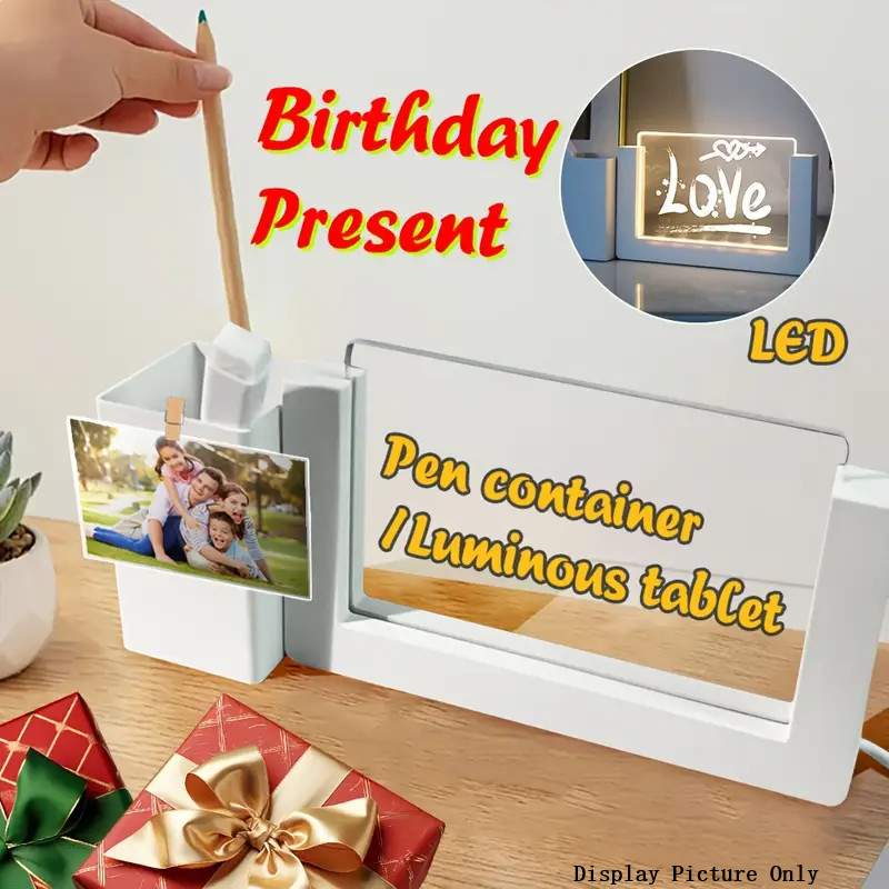 Nice Gift for Kids LED 3D Erasable Writing CLEAR BOARD W/ USB-powered LED Night