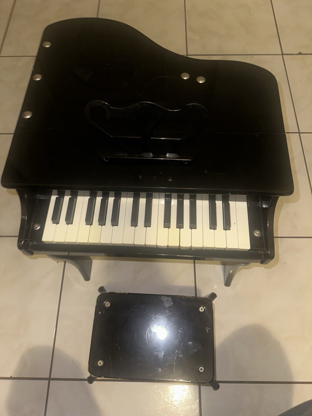 J’adore Black Mini Toy Grand Piano with Bench for Kids Age 4-7