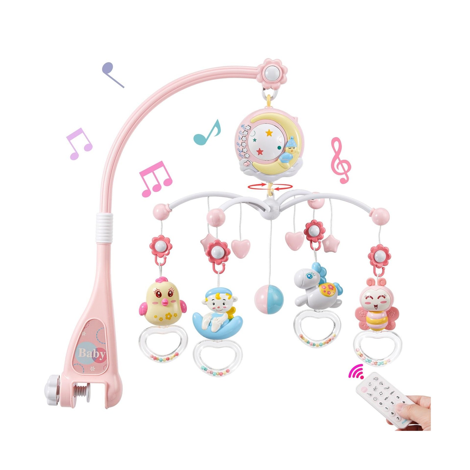 BOBXIN Baby Musical Crib Mobile for Bassinet with Projector and Night Light,1…