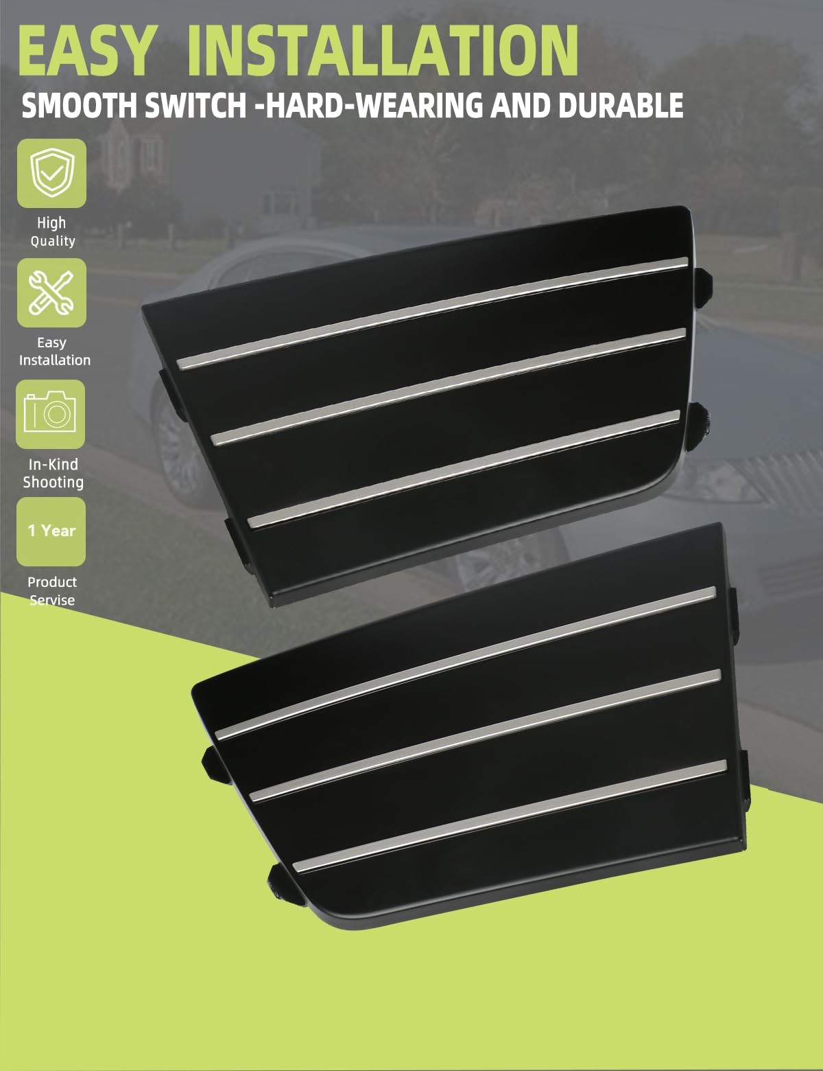 Front Lower Bumper Grill Grille Insert Cover Cover(Pair), Black